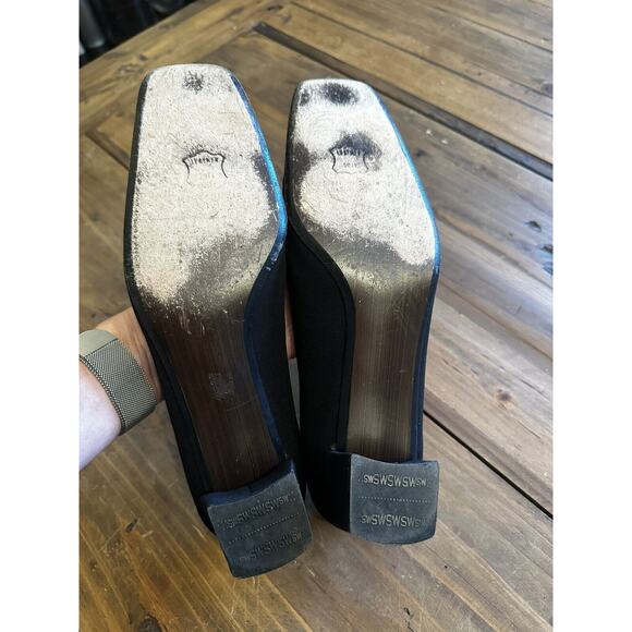Stuart Weitzman Shoes Size 8 M Black Suede Square Toe Block Heels Pumps Classic - Picture 8 of 12